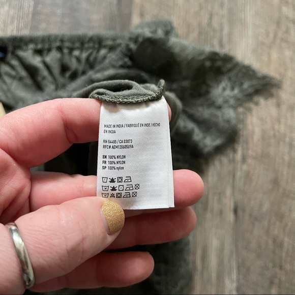 American Eagle | Olive Lace Off Shoulder Top - Picture 7 of 8